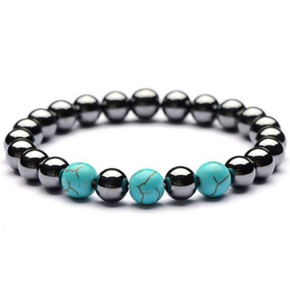 Magnetic Hematite Bracelet,Gemstone bracelet,Turquoise Beads Bracelet - Picture 1 of 1